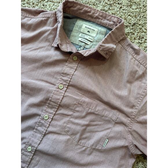QUIKSILVER Modern Fit;  Long sleeve, button down, shirt, size Medium, Light Red - Picture 7 of 10